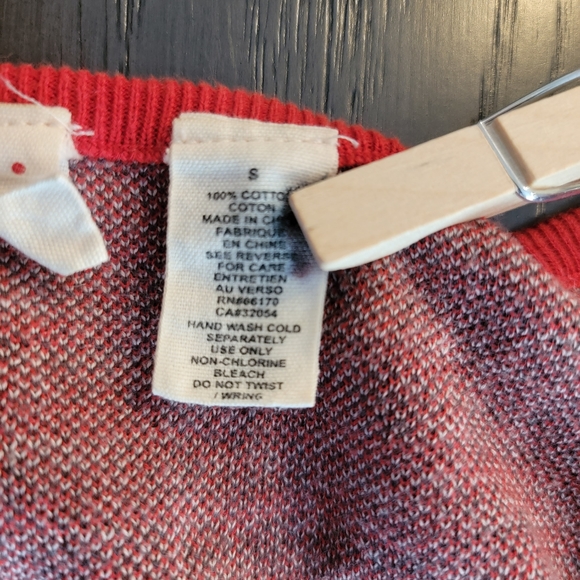 ANTHROPOLOGIE MOTH SZ Small Lovelorn Cardigan Floral Appliques Red Gray - Picture 8 of 9